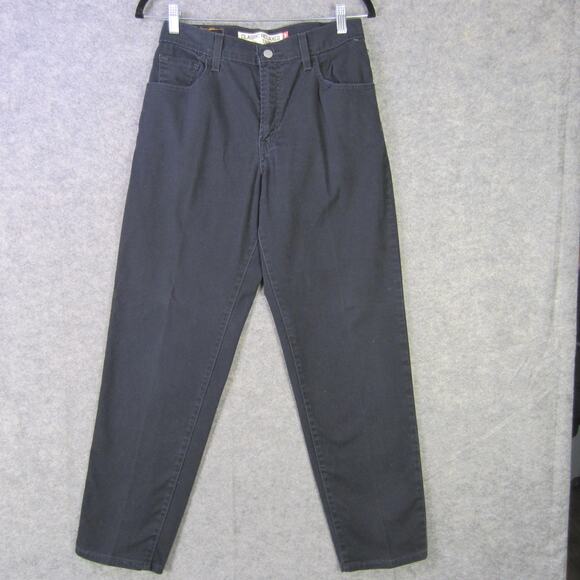 Levi's 550 Jeans Womens 8 Short Black Relaxed Tapered Leg Stretch Denim Zip Fly - Picture 1 of 10